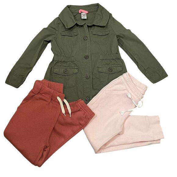 Girls Clothing 4T Toddlers Sweatpants Jacket School Fall Casual Summer Lot Of 3 - Picture 1 of 8